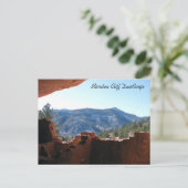 Bergblick aus den Cliff-Wohnungen Postkarte (Stehend Vorderseite)