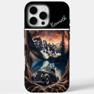 Bergblick durch Holz iPhone 16 Pro Max Hülle