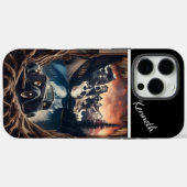 Bergblick durch Holz Case-Mate iPhone Hülle (Rückseite (Horizontal))