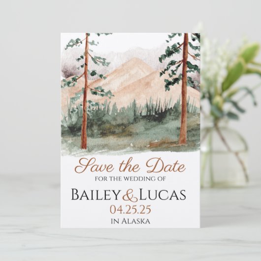 Bergblick Save the Date (Stehend Vorderseite)