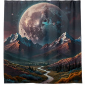 Bergblick über das Tal mit Fernmond Duschvorhang (Vorderseite)