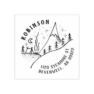 Bergcampfire & Starry Night Sketch Adresse Gummistempel