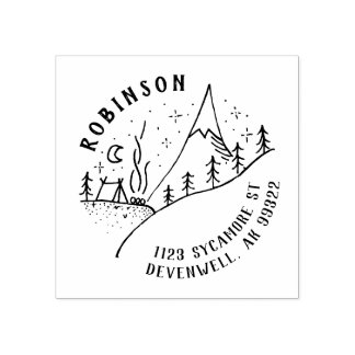 Bergcampfire & Starry Night Sketch Adresse Gummistempel