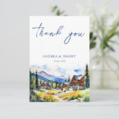 Bergdorf Colorado Sommerlandschaft Hochzeit Dankeskarte (Stehend Vorderseite)