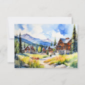 Bergdorf Colorado Sommerlandschaft Hochzeit RSVP Karte (Rückseite)