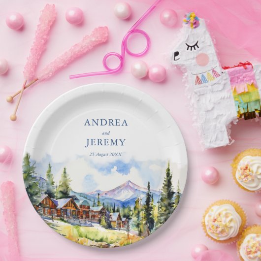 Bergdorf Colorado Sommerlandschaft Pappteller (Party)