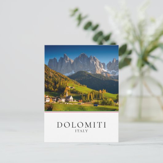 Bergdorf der Dolomiten im Herbst Postkarte (Stehend Vorderseite)