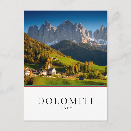 Bergdorf der Dolomiten im Herbst Postkarte (Vorderseite)