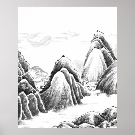 Bergdorf - Tinte Poster (Vorne)