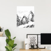 Bergdorf - Tinte Poster (Heimbüro)