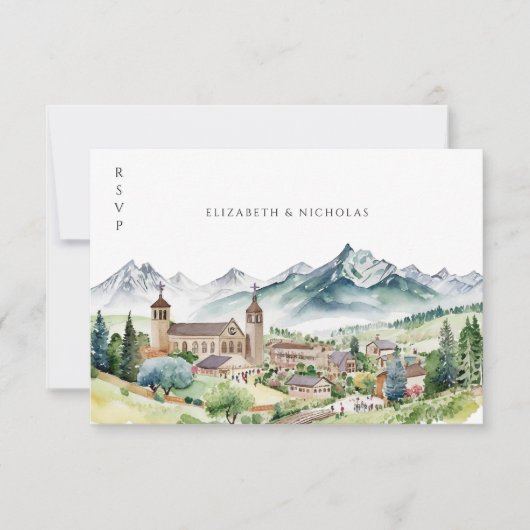 Bergdorf Town | QR Code Wedding RSVP (Vorderseite)