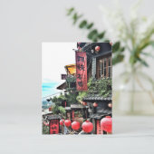 Bergdorf und chinesisches Teehaus Postkarte (Stehend Vorderseite)