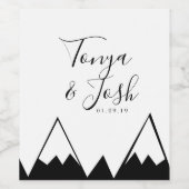 Bergdreieck Tops Schwarz-Weiß-Hochzeit Weinetikett (Einzelnes Label)