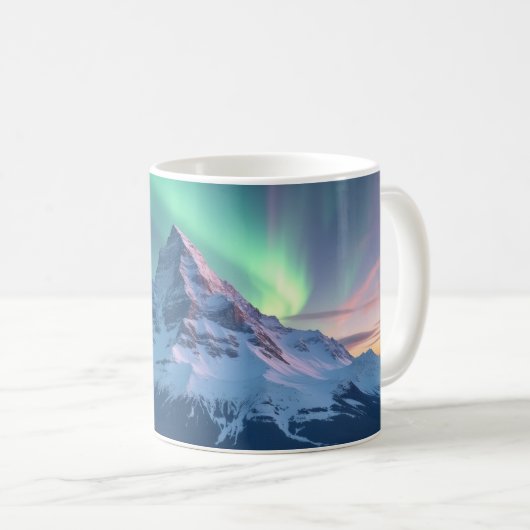 Berge Aurora Borealis Kaffeetasse (VorderseiteRechts)