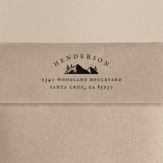 Berge & Bäume Rustikale Familienname Rücksendeadre Gummistempel