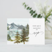 Berge & Bäume Rustikale w Meal RSVP Karte (Stehend Vorderseite)