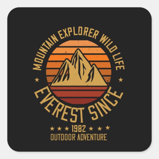 Berge - Berge Explorer - Wildtiere seit 1982 Quadratischer Aufkleber (Vorderseite)