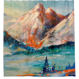 Berge, Canyon. Berggipfel, Bergrücken, Berge Duschvorhang