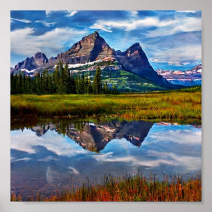 Berge des Glacier-Nationalparks Poster