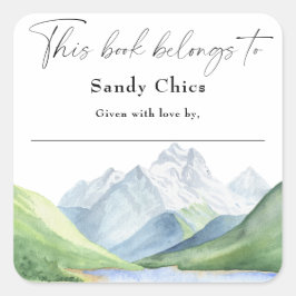 Berge - dieses Buch gehört Quadratischer Aufkleber