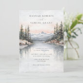 Berge Fluss Scene Rocky Ridge Romantische Hochzeit Einladung (Stehend Vorderseite)