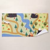 Berge, Flüsse, Wald, Autokomuster. Badehandtuch (Badehandtuch)