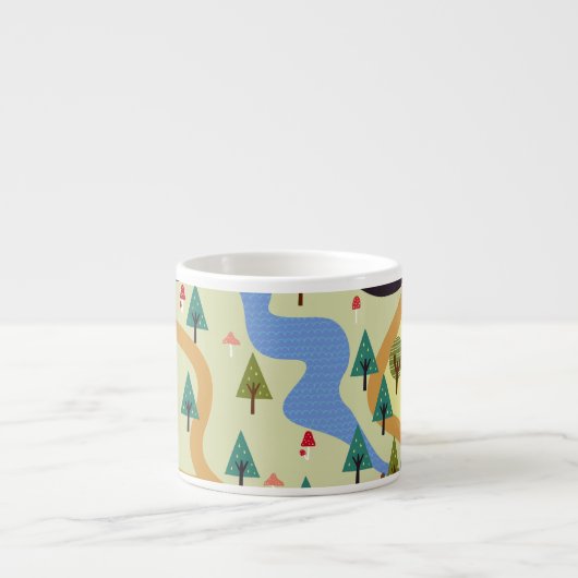 Berge, Flüsse, Wald, Autokomuster. Espressotasse (Vorderseite)
