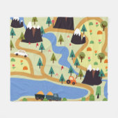 Berge, Flüsse, Wald, Autokomuster. Fleecedecke (Vorderseite (Horizontal))