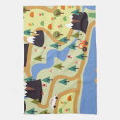 Berge, Flüsse, Wald, Autokomuster. Geschirrtuch (Vertikal)