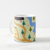 Berge, Flüsse, Wald, Autokomuster. Kaffeetasse (Vorderseite Links)