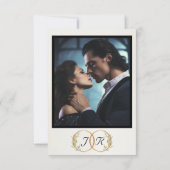 Berge, Foto & Monogramm - Elfenbein Save The Date (Rückseite)
