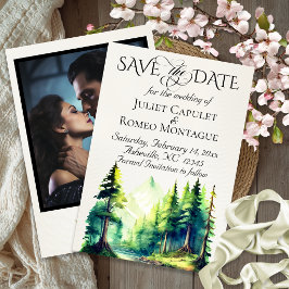 Berge, Foto & Monogramm - Elfenbein Save The Date