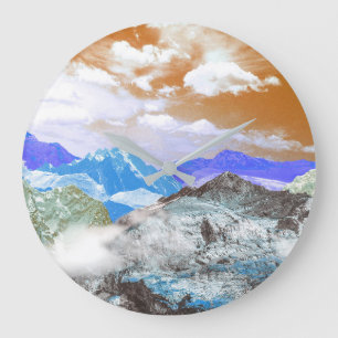 Berge (Fotomontage) 2 Große Wanduhr