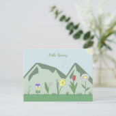 Berge & Frühlingsblumen Landschaft Postkarte (Stehend Vorderseite)