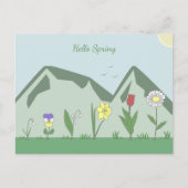 Berge & Frühlingsblumen Landschaft Postkarte (Vorderseite)