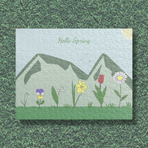 Berge & Frühlingsblumen Landschaftspuzzle Puzzle