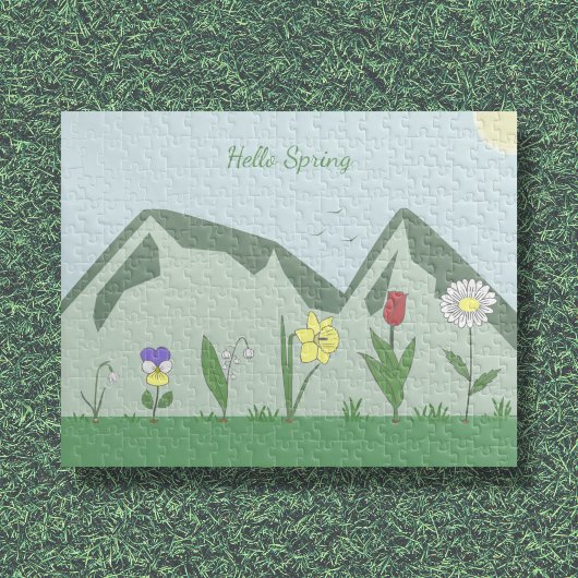 Berge & Frühlingsblumen Landschaftspuzzle Puzzle