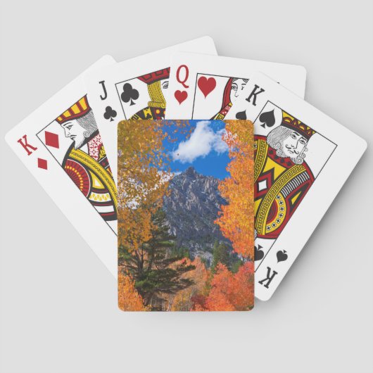 Berge gerahmt in Laubblättern, CA Spielkarten (Rückseite)