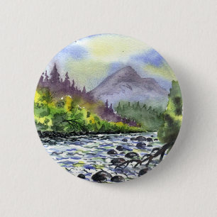 Berge Himmelspainting Destiny Künstlerische Natur Button