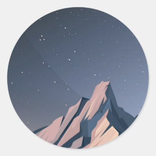 Berge in der Nacht Runder Aufkleber