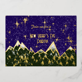 Berge in der Nacht - Silvestergold des Party Folieneinladung