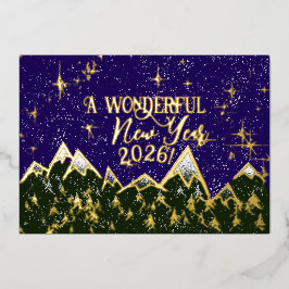 Berge in der Nacht - Silvesterkarte Folieneinladung