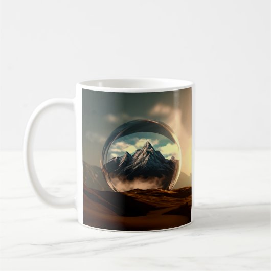 Berge in einer Blasen-Globe Kaffeetasse (Links)