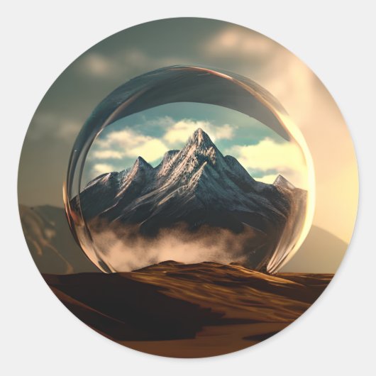 Berge in einer Blasen-Globe Runder Aufkleber (Vorderseite)
