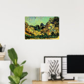 Berge in St. Remy mit dunklem Cottage Poster (Heimbüro)