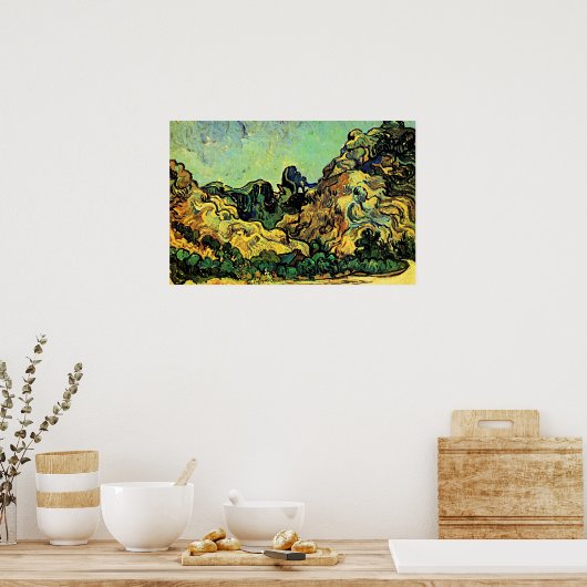 Berge in St. Remy mit dunklem Cottage Poster (Küche)
