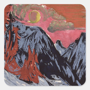 Berge in Winter, 1919 Quadratischer Aufkleber