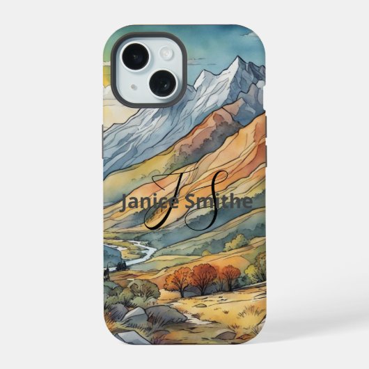Berge iPhone 15 Hülle (Rückseite)