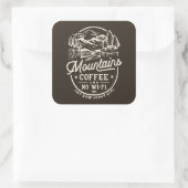 Berge Kaffee Wi-Fi Funny Quadratischer Aufkleber (Tasche)