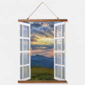 Berge Landschaft Außenbereich Wandteppich Mit Holzrahmen (Vorderseite)